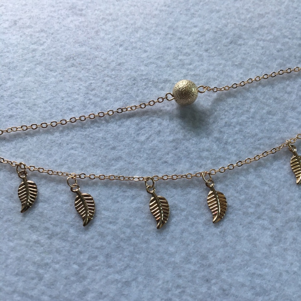 Leaf Gold Toned Boho Anklet - Picture 4 of 5